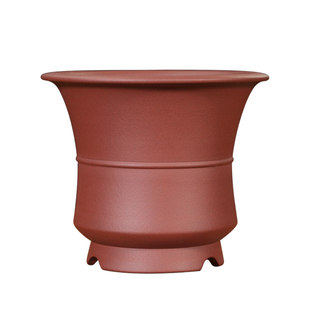 神力紫砂花盆 兰花盆枣红泥桌面春兰建兰花盆 室内花卉素面紫砂盆