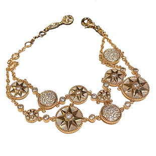 吾爱轻奢珠宝温柔玫瑰金天然贝母双层八芒星罗盘手链纯银镀18k金