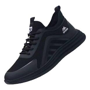 保罗达弗林男鞋2024新款黑色休闲鞋百搭防水男士软底鞋子男潮鞋