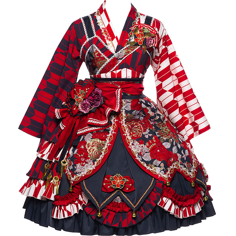 【优派瑞】山海和泉红和风Lolita洋装lo裙洛丽塔花魁茶会花嫁樱花