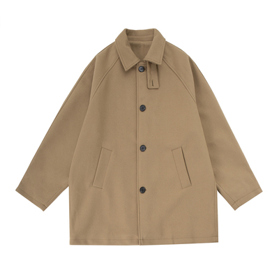 卡其色毛呢大衣男女秋冬风衣