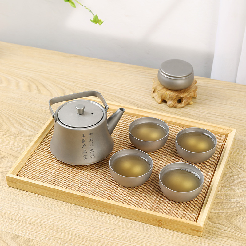 纯钛茶壶茶具套装户外旅行提梁围炉泡茶壶可煮茶杯茶滤野餐露营