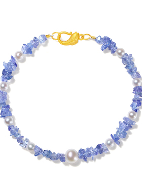 天然紫色薰衣草坦桑石珍珠手链