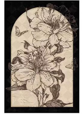 中古风高级感挂画法式复古客厅装饰画玄关书房茶室办公室壁画定制