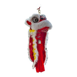 国潮醒狮汽车挂件车载舞狮挂饰创意手工狮头装饰可爱吉祥文创礼品