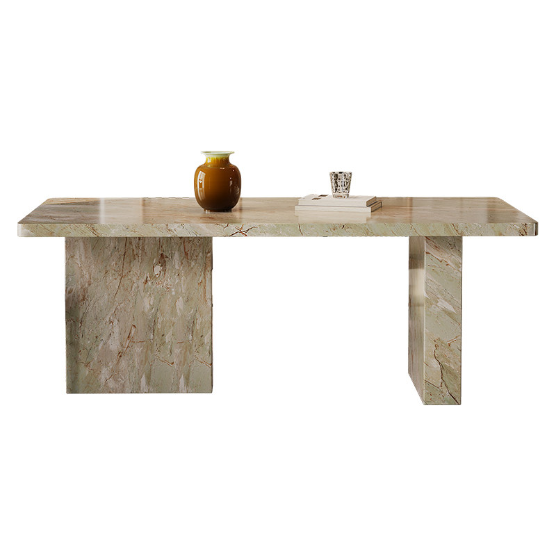 包豪斯德利丰岩板餐桌椅洞石中古风不锈钢白蜡木实木莫奈花园餐桌