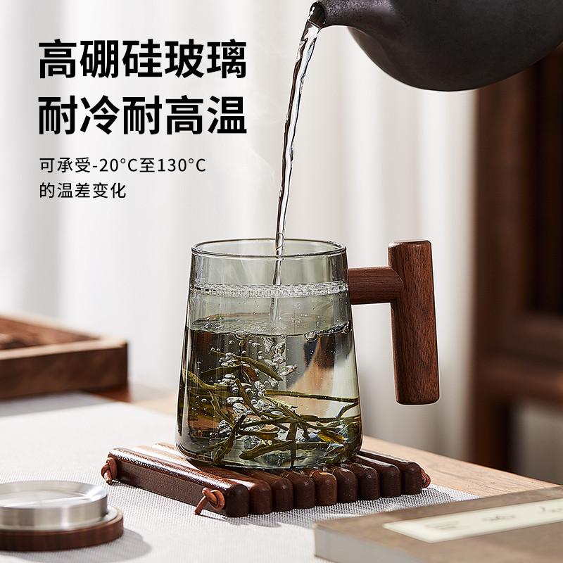 木笙玩物玻璃杯子耐高温月牙杯过滤泡茶杯茶水分离绿茶杯喝茶水杯