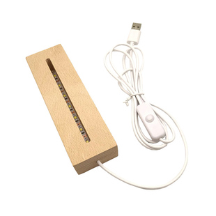 榉木LED创意3D发光小夜灯小酒瓶小台灯座亚克力板实木工艺品底座