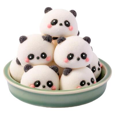 熊猫头棉花糖果蛋糕装饰儿童造型