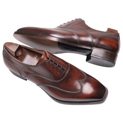 意大利手缝沿条结构燕尾缝线皮鞋