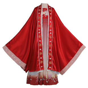 原创汉服女红色大袖衫唐制齐胸诃子裙中国风古装婚服花嫁超仙春款