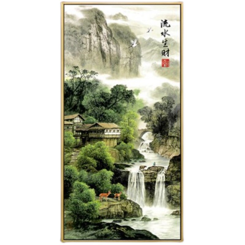 正品dmc十字绣客厅招财风景画