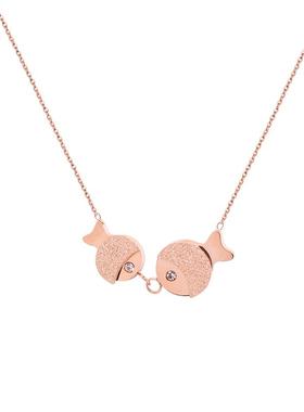 日韩气质磨砂小鱼项链女玫瑰金
