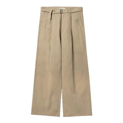 可拆卸调节腰带宽松直筒长裤