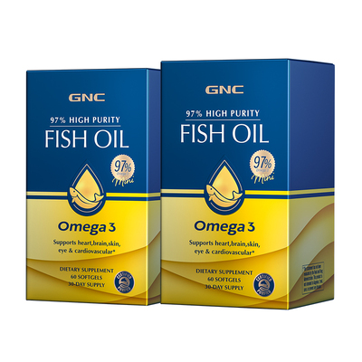 GNC97%纯度鱼油Omega3非鱼肝油 大豆卵磷脂成人DHA软胶囊保健品