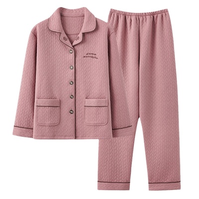 浪莎空气棉睡衣女纯棉保暖套装