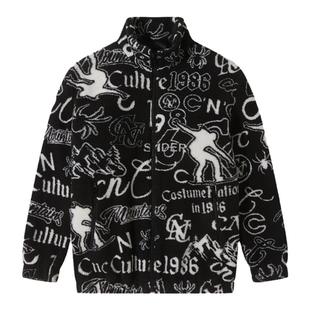 CNC男装奥莱男士高端烧花立领夹克新款秋冬保暖时尚拉链外套