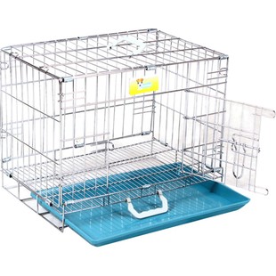 乐佳镀铬折叠宠物猫笼中小型犬柯基泰迪狗笼子室内兔笼加密不锈钢