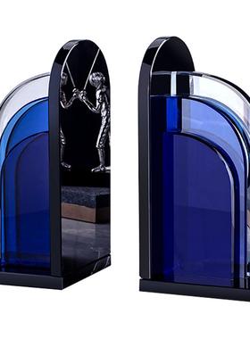 创意书挡书立蓝色书靠办公室摆件