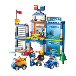 费乐大颗粒警察局城市系列3消防车拼装5益智早教1-2周岁6儿童玩具