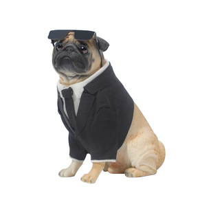 JXK巴哥犬模型 仿真动物小狗周边哈巴狗桌面摆件手办玩具公仔玩偶