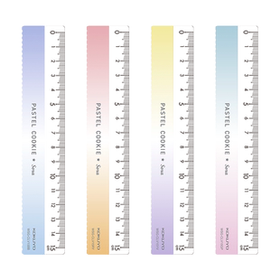 KOKUYO国誉波浪线透明直尺学生文具尺子套尺四件套小学生15cm测量儿童塑料淡彩曲奇晴空系列刻度尺手工文具