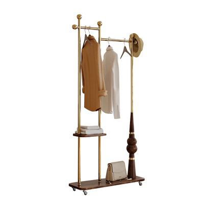 实木挂衣架落地卧室家用挂衣服架子立式衣帽架可移动不锈钢置物架