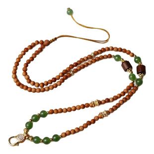 泰伽泰国佛牌链子原创设计国风扎基拉姆项链老山檀木碧玉吊坠配链