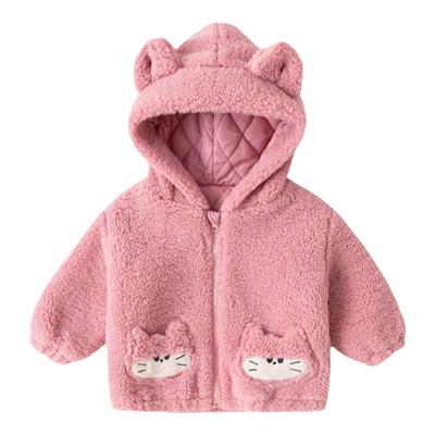 宝宝卡通外套秋冬儿童毛绒加厚上衣冬款男童女童冬装休闲连帽衫潮