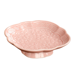 陶瓷高脚盘中式复古茶点盘家用供果果盘下午茶零食糕点盘日式托盘