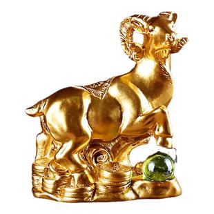 十二生肖摆件茶玩金色小羊吉祥物工艺品礼品客厅电视柜酒柜装饰品