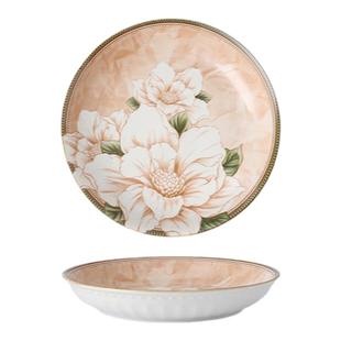 山茶花碗碟套装家用高级感轻奢风组合陶瓷餐具创意盘子碗盘米饭碗
