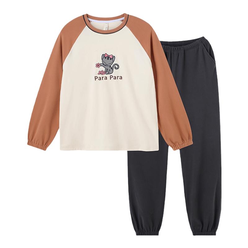 BYFORD/百富【发热绒】卡通印花可外穿圆领卫衣女士家居服套装