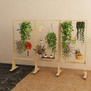 落地式 屏风网格花架可移动实木铁艺置物架绿萝植物架幼儿园置物架