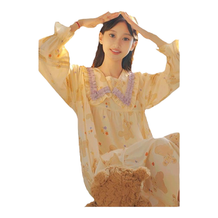 Bananagirl【抑菌】睡衣女款春秋新款卡通大码连衣裙宽松家居服女