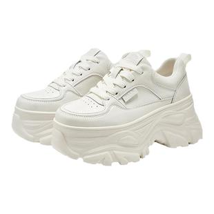 MILLIE'S/妙丽欧洲站圆头厚底中帮鞋系带时尚休闲增高运动老爹鞋