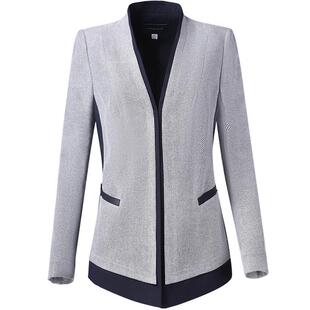 靓诺秋冬西装外套女花灰色交织上衣职业气质感显瘦小西服LS17182A