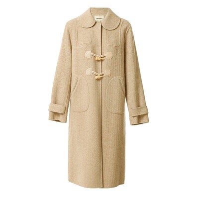 娃娃领中长款牛角扣双面呢外套