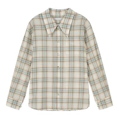 MOUSSY 2026夏季新品美式复古风撞色格纹长袖衬衫女028JSA30-1057