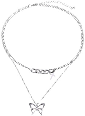 蝴蝶十字架项链女ins嘻哈毛衣