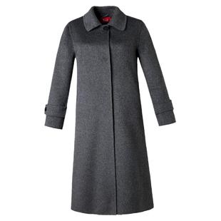 双面羊绒女秋冬新长款大衣高端炭灰妈妈装宽松厚实大码羊毛呢外套