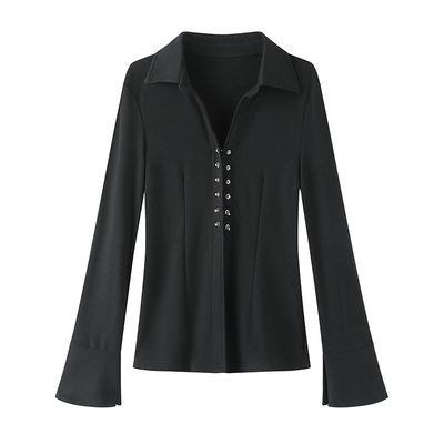 辛间法式复古设计修身打底长袖