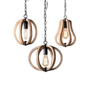 美式乡村简约实木小吊灯餐厅玄关过道入户原木复古个性创意床头灯