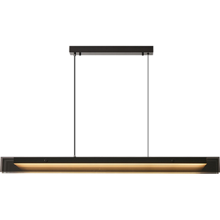 悬浮升降餐厅吊灯现代简约电镀光影玻璃轻奢吧台饭桌一字超长条灯