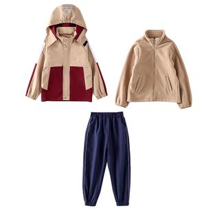 小学生校服秋冬装冲锋衣班服校服三件套秋冬装儿童加绒套装幼儿园