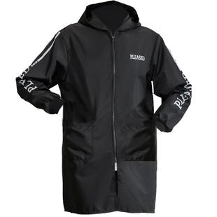 单层薄款干活工作服男士罩衣女大人外穿家用厨房防水长袖围裙耐脏