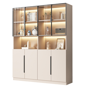 书柜带玻璃门定制酒柜客厅一体整墙书架储物柜办公室置物展示柜子