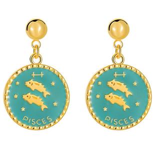 Juicy Grape双鱼座耳环女星座方圆脸耳饰气质简约耳钉无洞耳夹潮