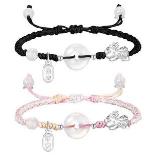 zeroline貔貅平安扣手链女纯银情侣手链本命年红绳情人节生日礼物