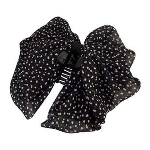 法式气质波点蝴蝶结发饰复古半扎发抓夹高级感发夹女后脑勺马尾夹